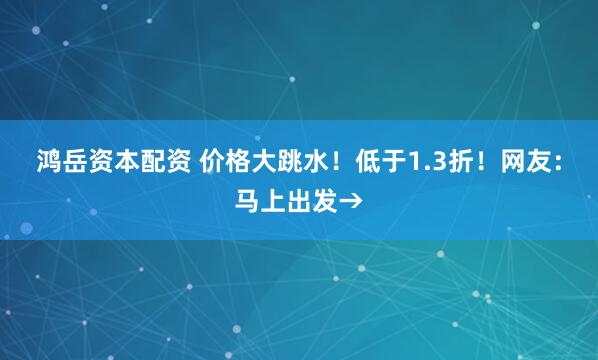 鸿岳资本配资 价格大跳水！低于1.3折！网友：马上出发→